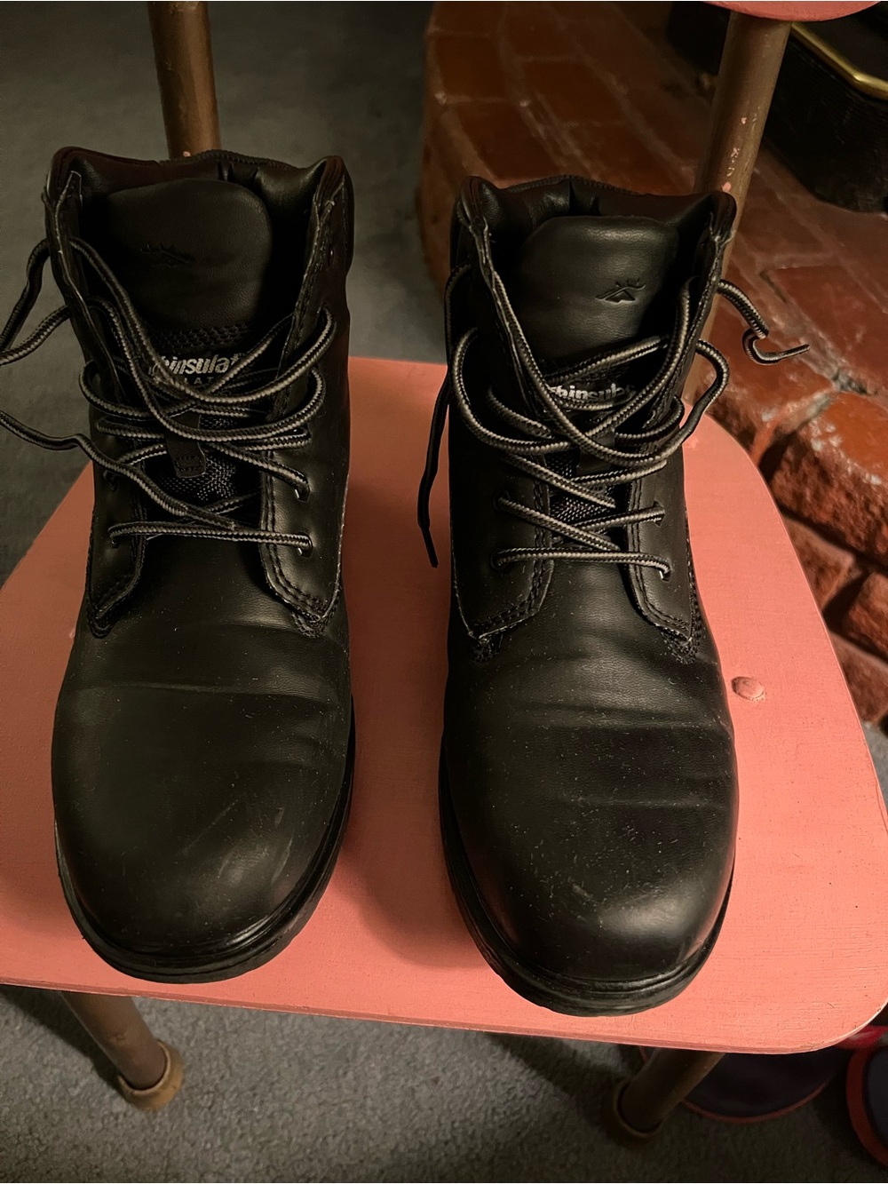Deer Stags Black Kids Lace-Up Work Boots